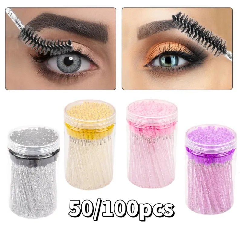 

50/100Pcs Disposable Crystal Eyelashes Brush Plastic Mascara Wand Applicator for Eyelash Extension Eyebrow Brushes Makeup Tools