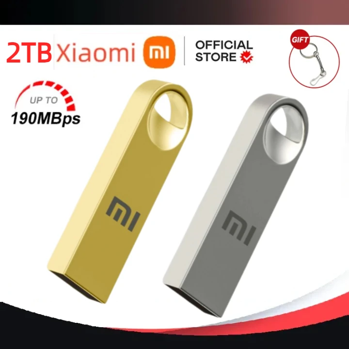 Xiaomi-Silver Metal USB Memory Stick, Flash Drives, Pen Drive, Dispositivos de Armazenamento, 3.0 Pen Drive, Pendrive Prata, 1TB, 2TB, Presente Criativo