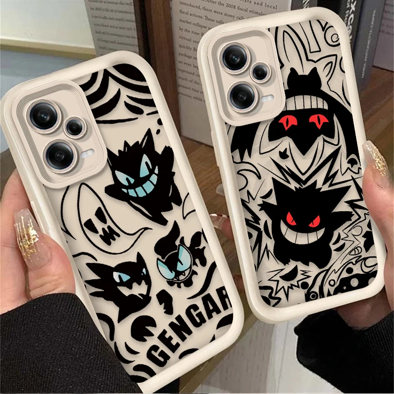 Luxury Pokemon Gengar Phone Case For Xiaomi Redmi Note 13 12 11 Pro Plus 12S 11S 10S 10 9 9S 8 12C 13C Soft Silicone Cases Funda