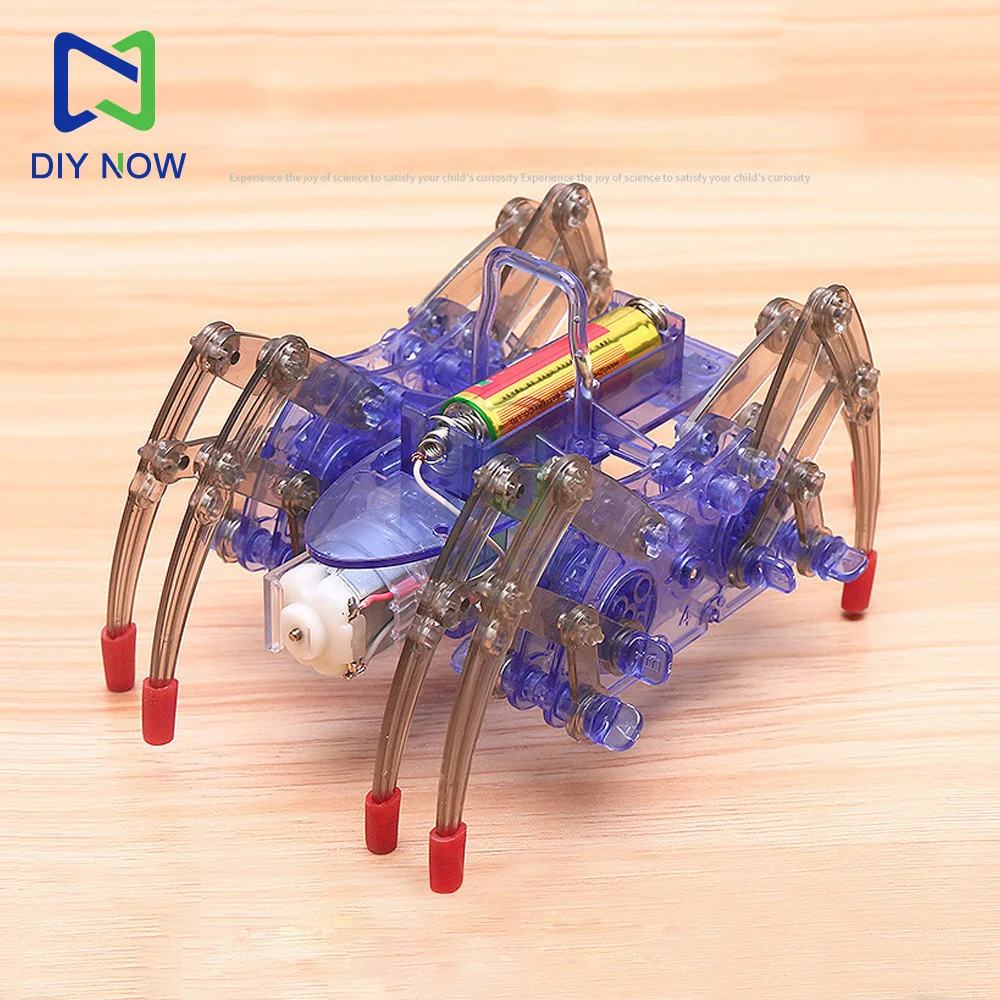 Kit elettronico fai-da-te Robot ragno elettrico Modello animale fatto a mano Robot ragno elettrico educativo per bambini Kit fai da te Giocattolo di assemblaggio