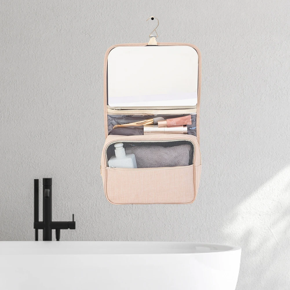 حقيبة مستحضرات تجميل للسفر قابلة للطي للرجال والنساء مع خطاف تعليق حقيبة أدوات الزينة المحمولة للإكسسوارات حاوية شامبو كاملة الحجم #1