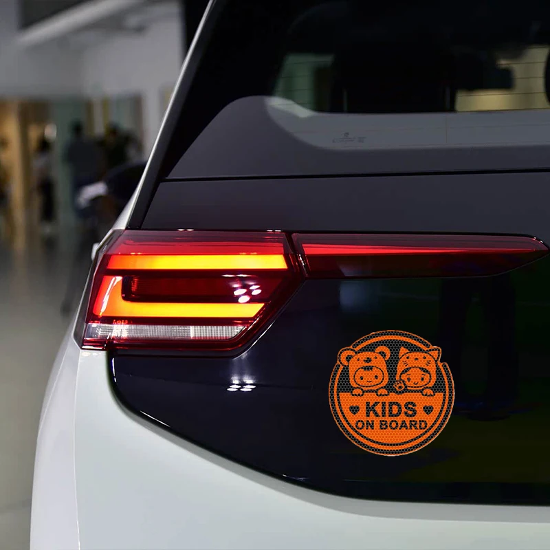 Baby On Board Car Decal Reflective Sticker Cartoon Safety Warning Rear Window Waterproof Night Visible Fit Toyota Honda BMW view 5