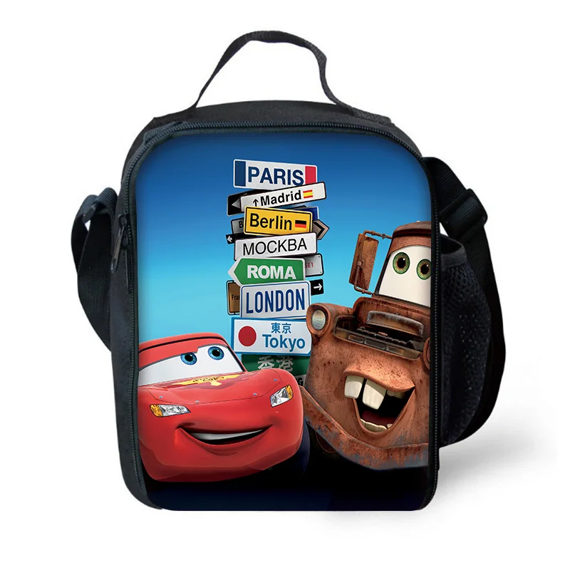 Disney Lightning McQueen Cars Child Large Capacity Bag for Boy and Girl Student Outdoor Picnic Resuable Thermal Cooler Lunch Box