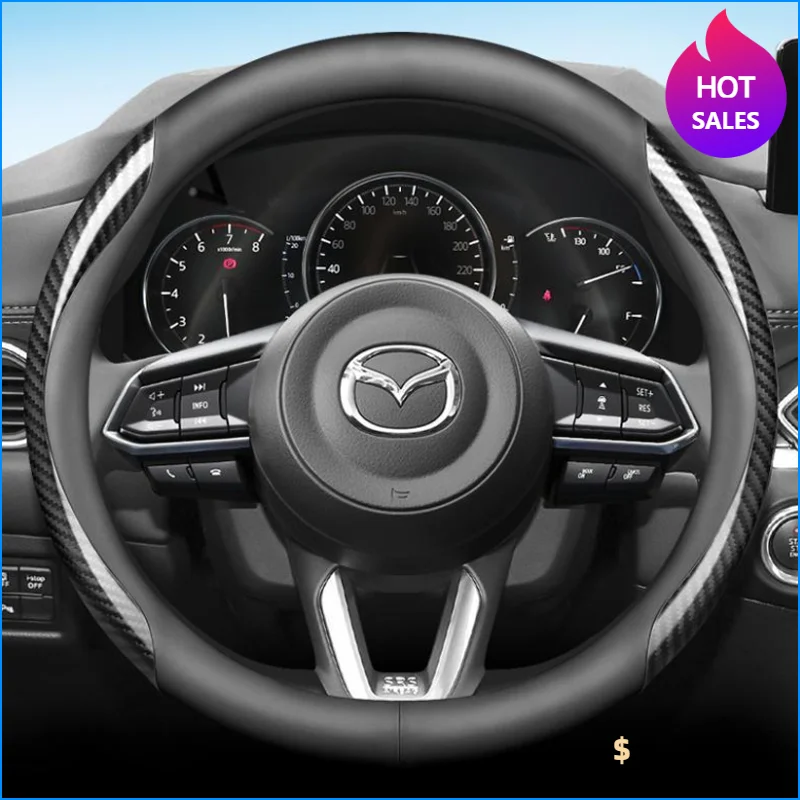 

9colors Leather Car Steering Wheel Cover for Mazda MX-30 MX-5 CX3 CX-3 CX30 CX-30 2025 2024 2023 2022 Breathable Auto Accessorie