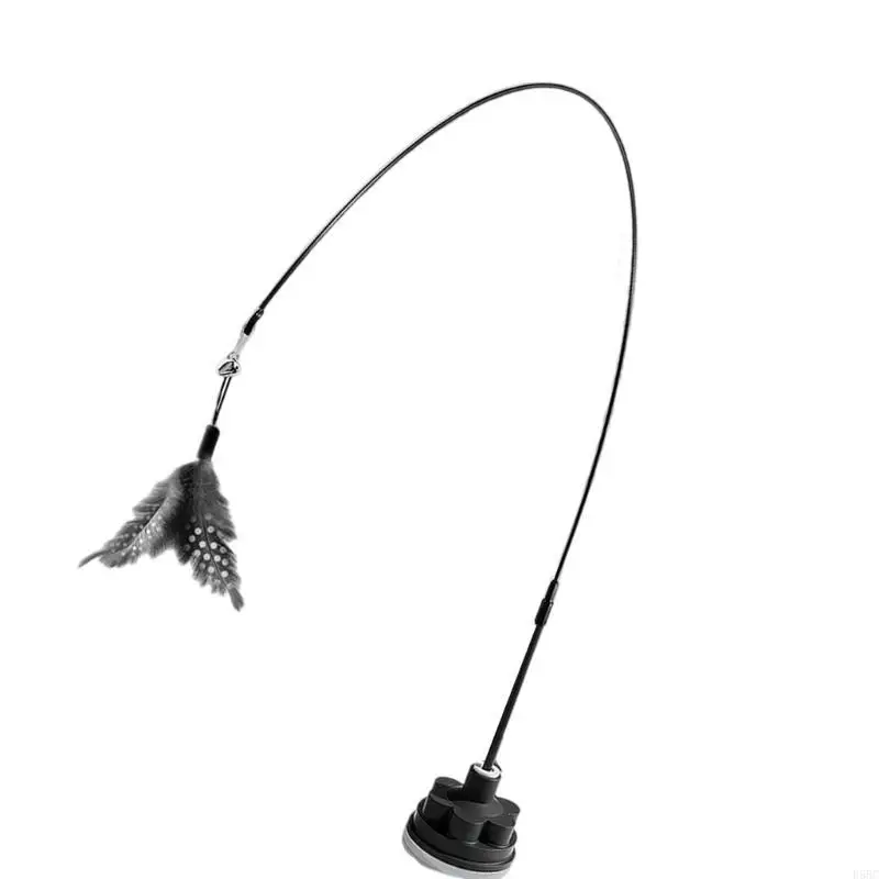 لعبة تفاعلية على شكل عصا دعابة للقطط ذات الريش مع قاعدة كوب شفط للحيوانات الأليفة الملل #2