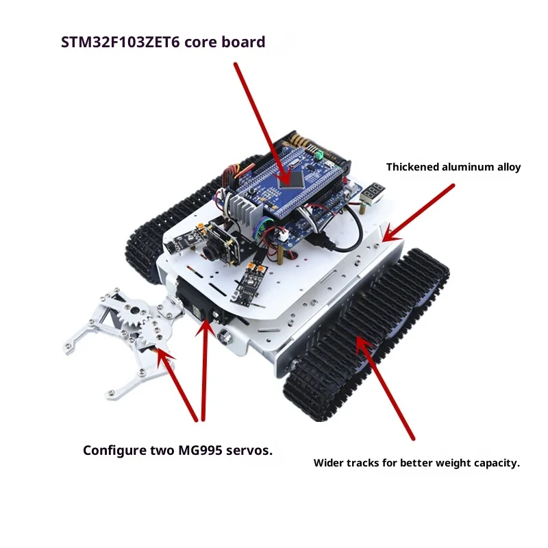 Crawler Tank Chassis Robotic Arm Handling Stm32 Smart Trolley, Tracking/obstacle Avoidance/remote Control/WiFi Video