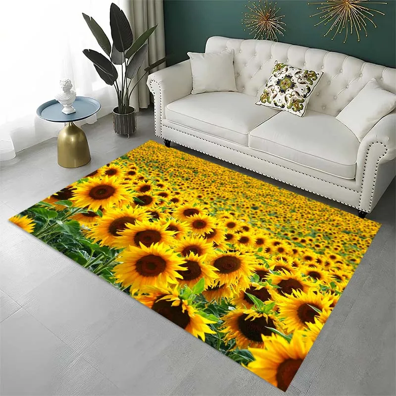 

3D pattern sunflower print carpet, living room bedroom home decoration carpet bathroom balcony non-slip doormat birthday present