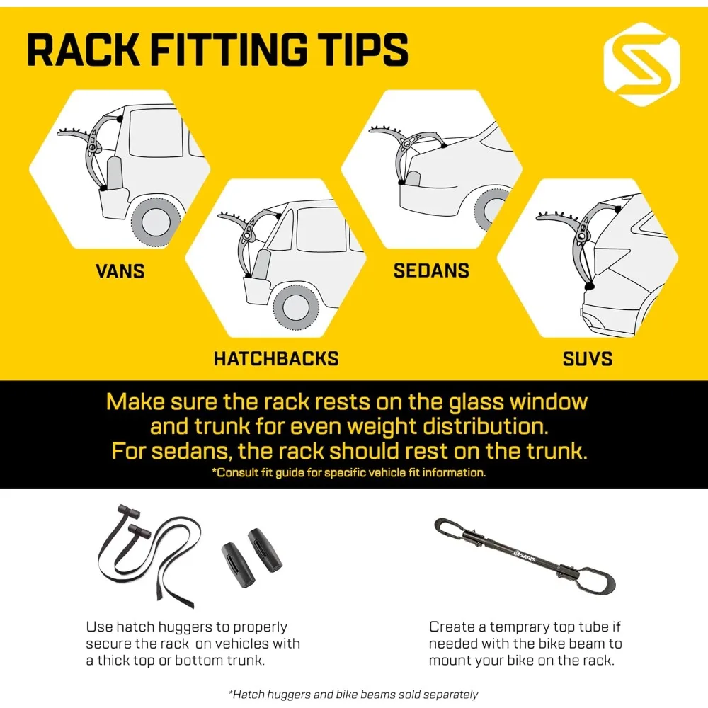 Bones EX 3-Bike Trunk Rack ที่วางจักรยาน ทนทาน ปลอดสนิม สายรัดป้องกันการโยง เหมาะกับยานพาหนะส่วนใหญ่ ดีไซน์ตามโค้ง