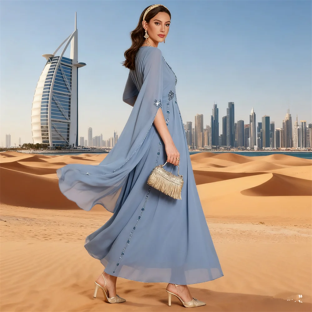 

Мусульманское женское платье макси с бриллиантами, праздничное платье Дубай, Абая, Турция, кафтан, Ид, Рамадан, исламская одежда, халат в Саудовской Аравии, кафтан, Абая