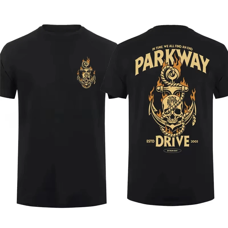 2026 Summer New Fashion Men's T Shirt Double-sided Vice Grip Black By Parkway Drive Oversized Graphic