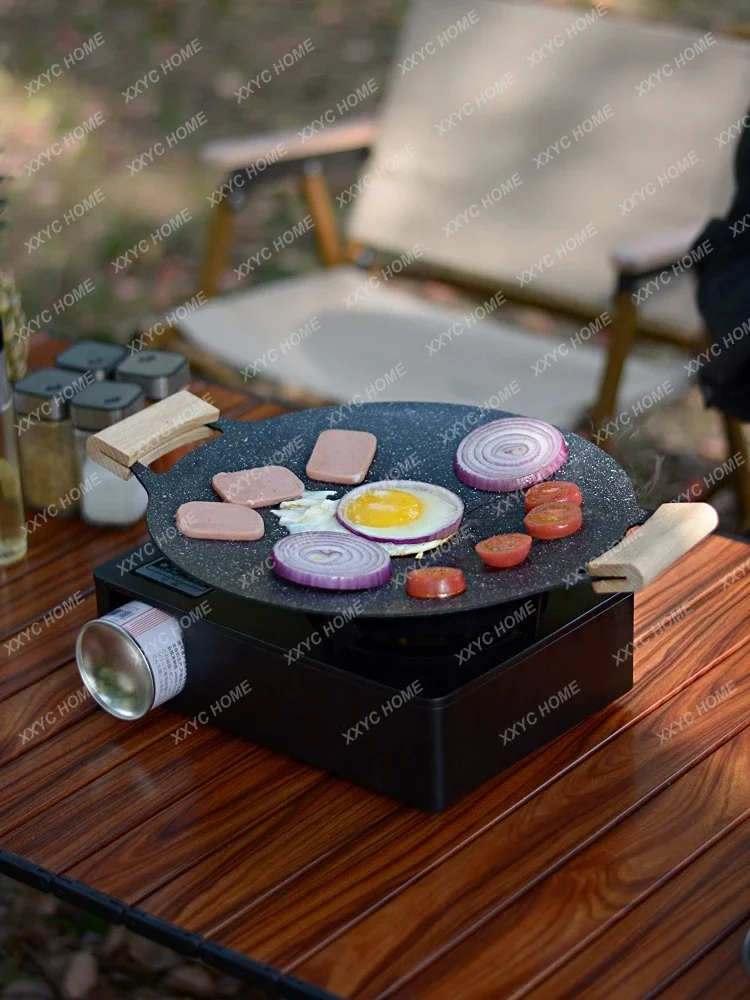 Outdoor Griddle Camping Picnic Barbecue Plate Non-Stick Medical Stone Barbecue Plate Portable Gas Stove Teppanyaki