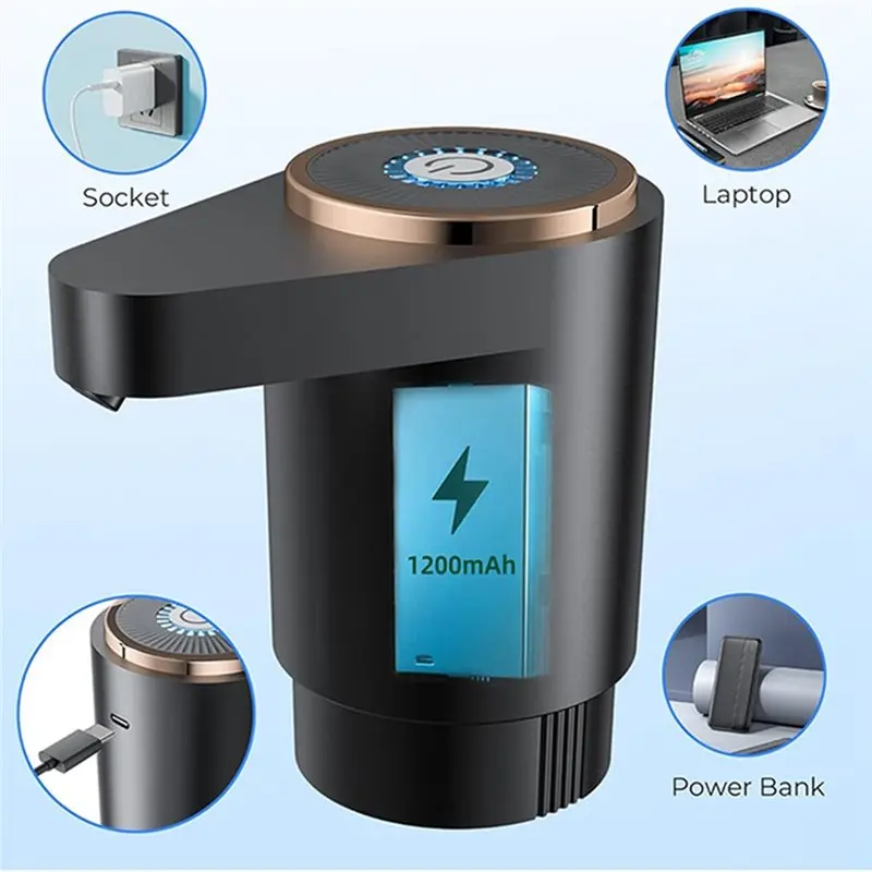 مضخة زجاجة مياه، مضخة توزيع مياه كهربائية محمولة لزجاجات سعة 5 جالون شحن TYPE-C، للتخييم في غرفة المطبخ-A54Q #4