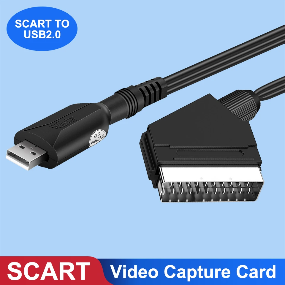 USB 2.0 Video Capture Card SCART to USB Adapter VHS DVD DVR SCART Video to USB2.0 Capture Card Audio Video Capture Easy Cap