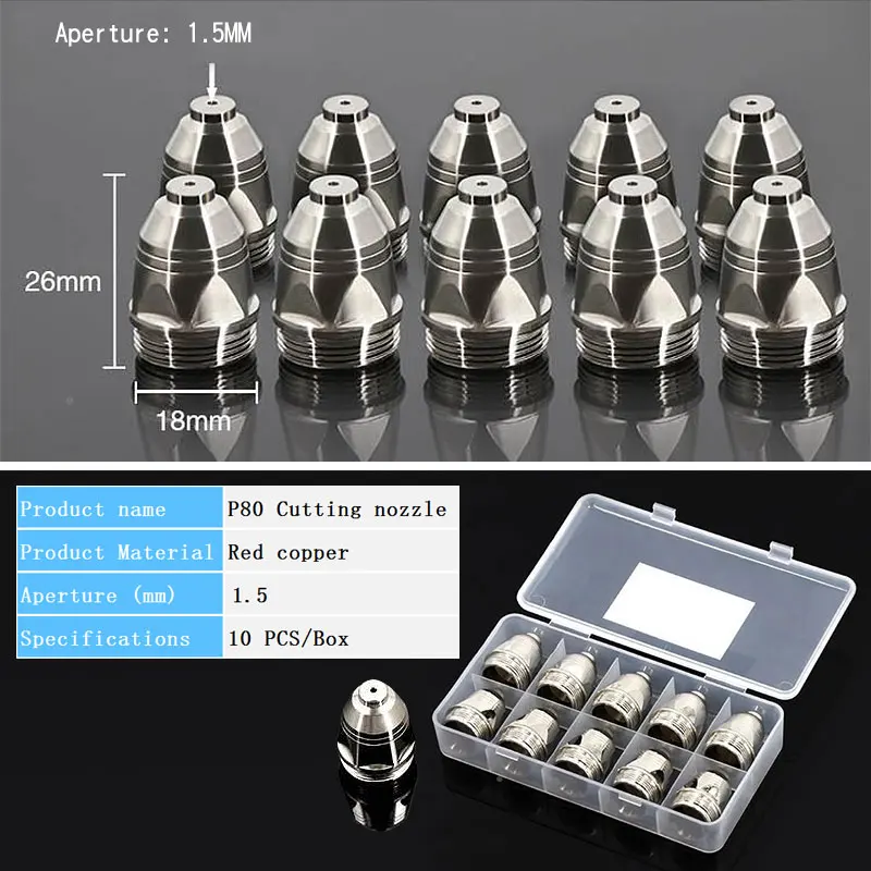 20 stücke P80 Plasma Schneiden Taschenlampen Verbrauchs Schneiden 60A 80A 100A P80 CNC Plasma Taschenlampe Spitze Schweißen Düsen Ersatz düse – Detail 3