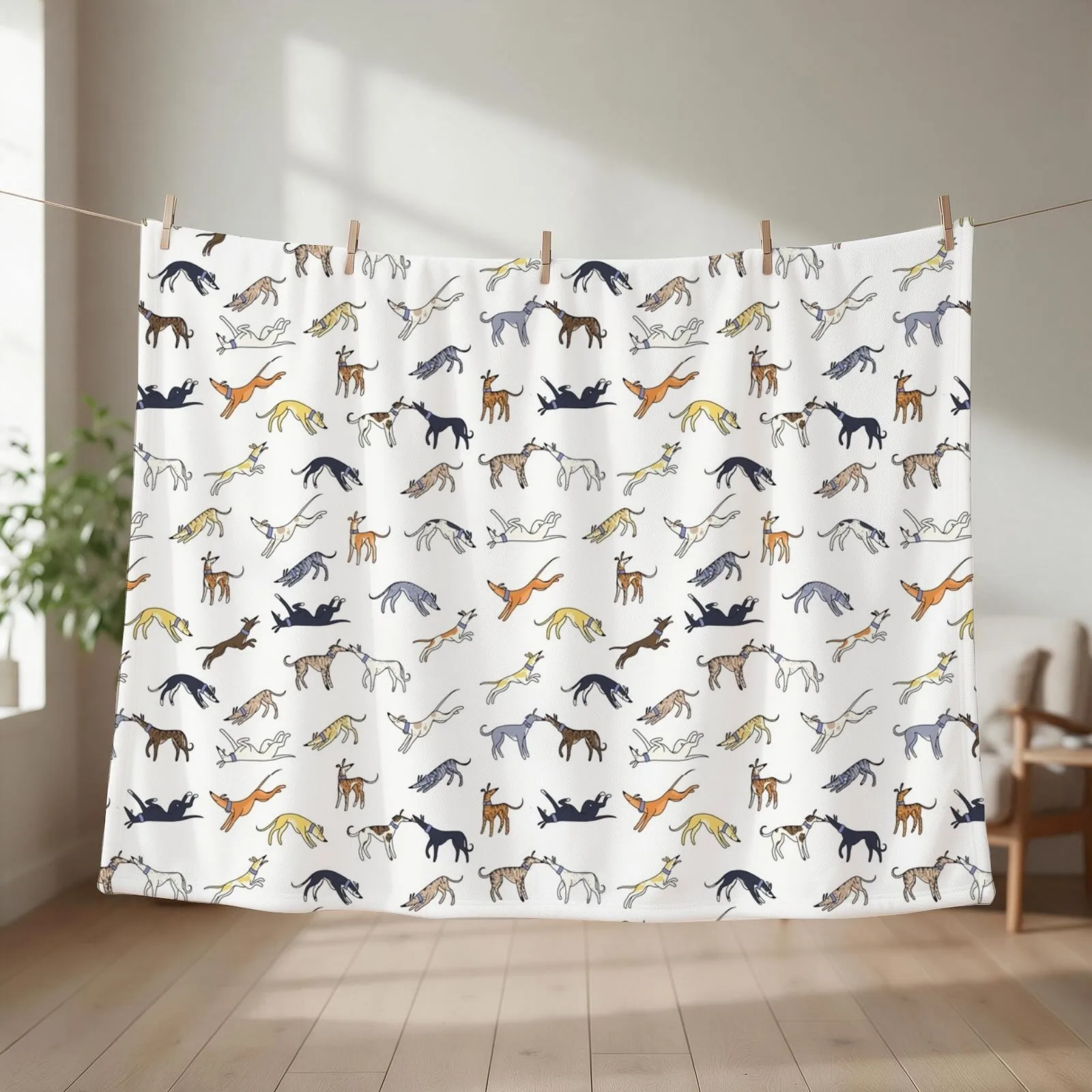Leaps and Hounds (White) Throw Blanket couch cozy soft plush fuzzy picnic outdoor blanket