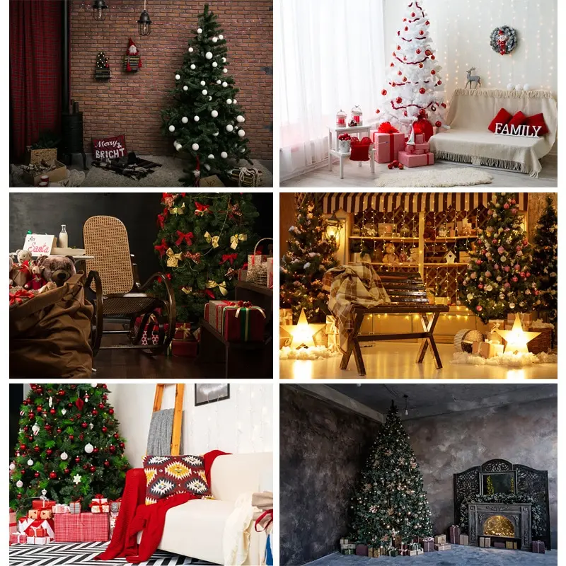 

SHUOZHIKE Art Fabric Christmas Day Photography Backdrops Prop Christmas Tree Festival Theme Photo Studio Background 201012SHT-04