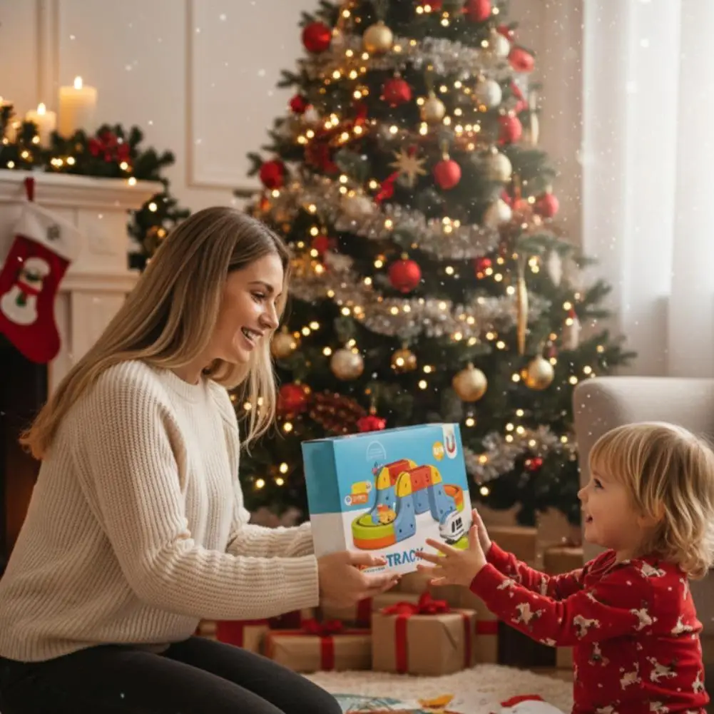 Magnetic Electric Train Set for Kids Anti-Gravity Suction DIY Building Block Track Cube Versatile Rail Car Toys Christmas Gift