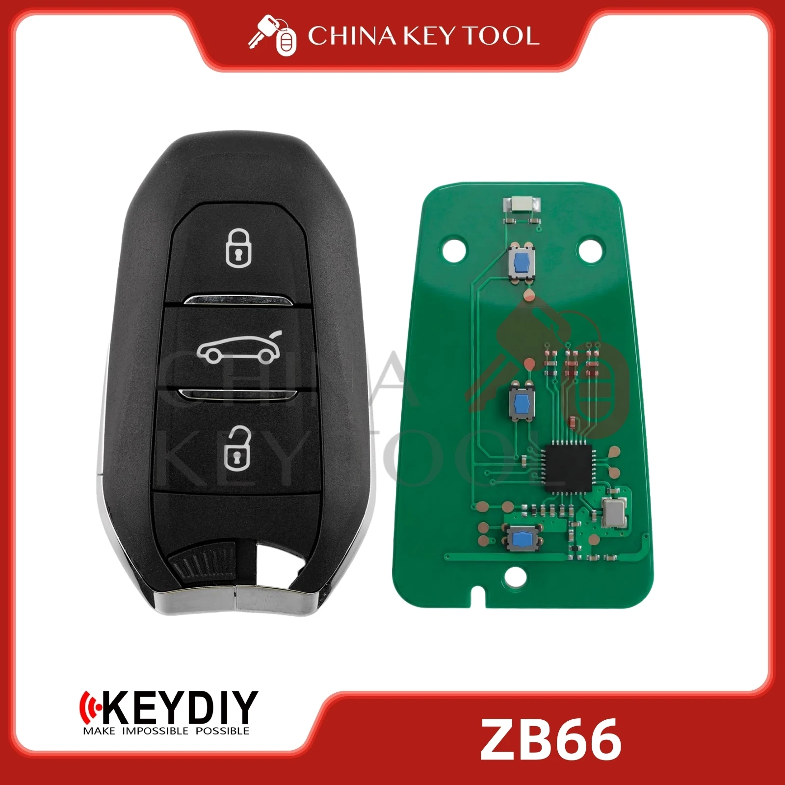 KEYDIY KD ZB66 ZB66-3 Universal Smart Remote Key 3 Buttons Support 46 47 48 49 4A Models for Peugeot Citroen DS Type