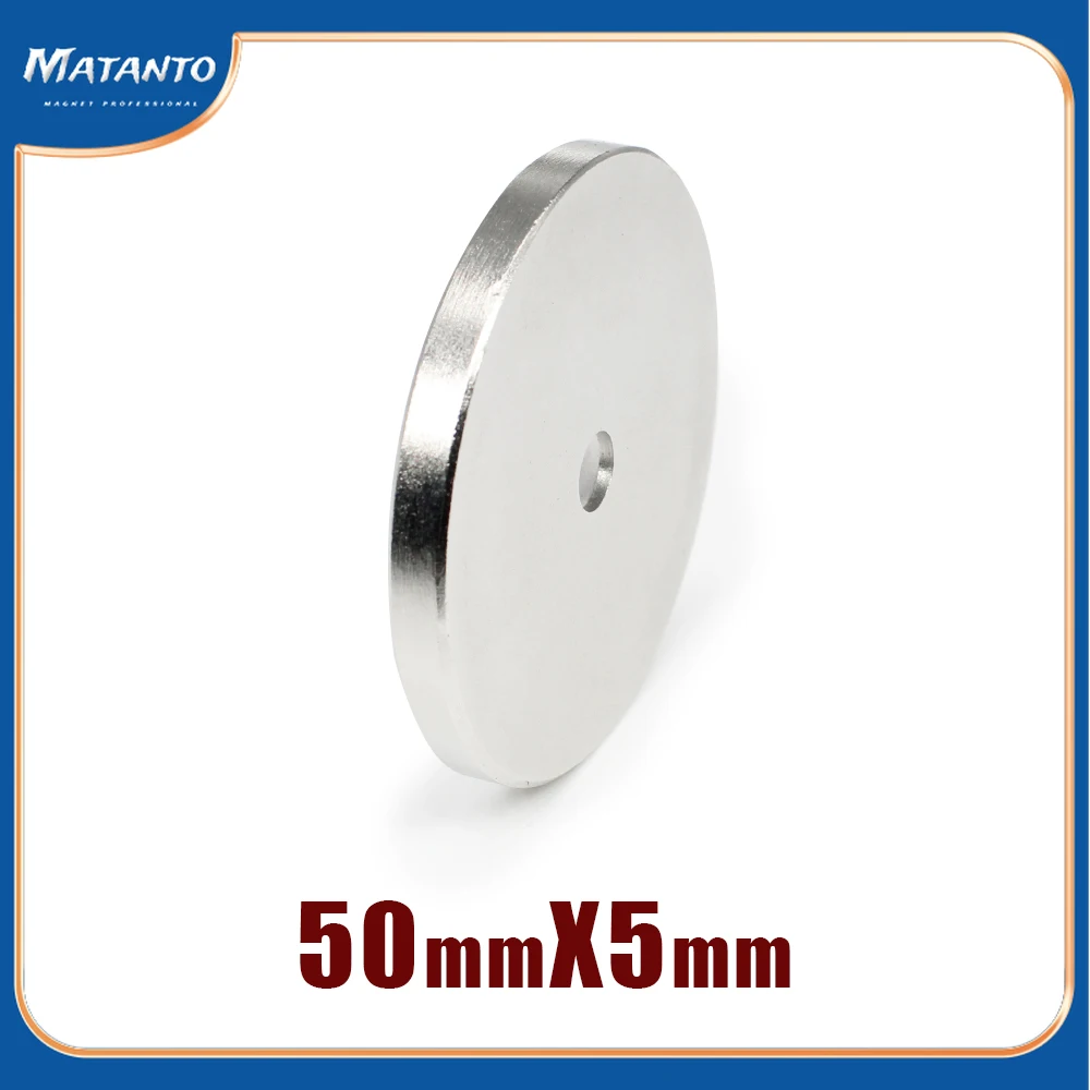 1/2/3/5PCS 50x5-6mm Round Rare Earth Neodymium Magnet 50*5 Hole 6mm Countersunk Big Disc Permanent Magnet Strong 50x5-6 50*5-6