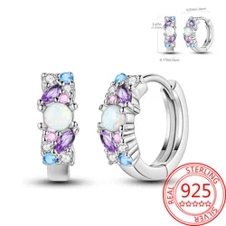 Exquisite 925 Sterling Silver Ice Water Blue Purple Opal Earrings Women's Boutique Jewelry Paired with Gifts