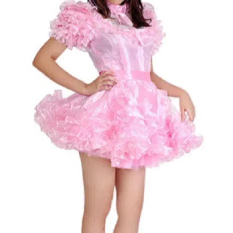 

Hot Selling Lockable Sissy Pink Lovely Fluffy Dress Gothic Maid Costume Customization