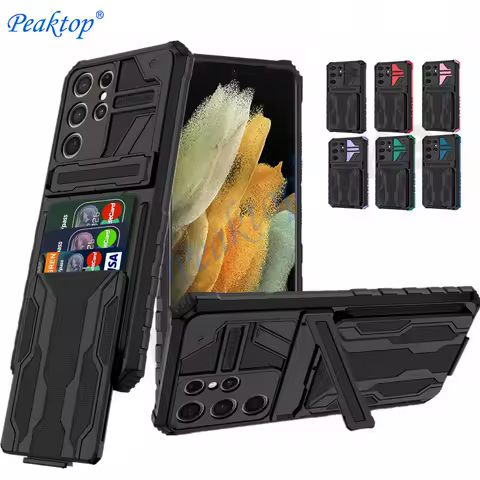 Wallet Card Flip Cover Case For Samsung Galaxy S21 Ultra S22 S21 FE Note 20 Ultra A53 A52 A72 Protective Hybrid Stand Hard Case