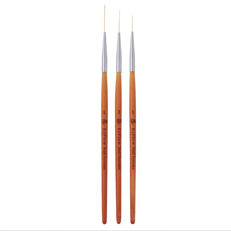 15/20/25mm 3pcs Nail Art Liner Brush Ultra Fine Brush Wooden Handle Drawing Pen