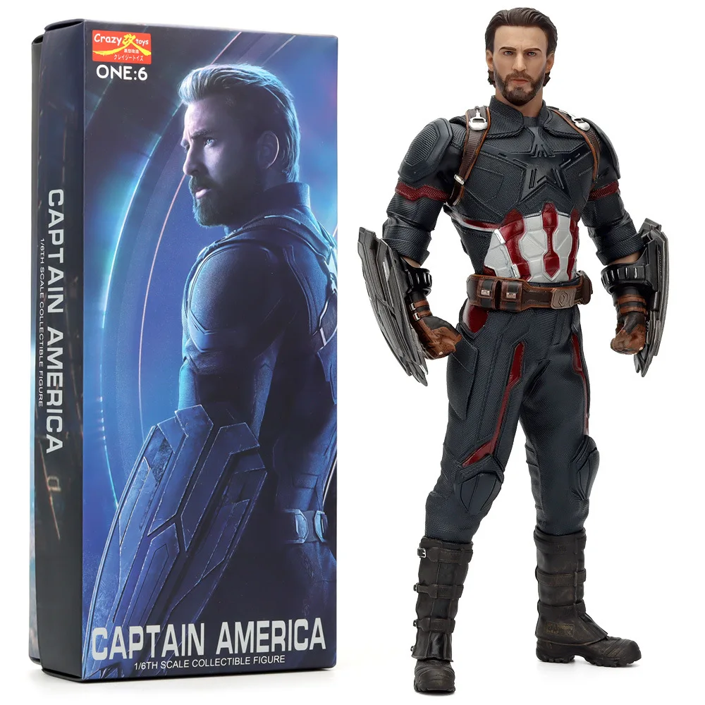 

32cm Crazy Toys Marvel Avengers Series Captain American Statue Pvc Legends Action Figure Collectible Model Toy Kid Birthday Gift