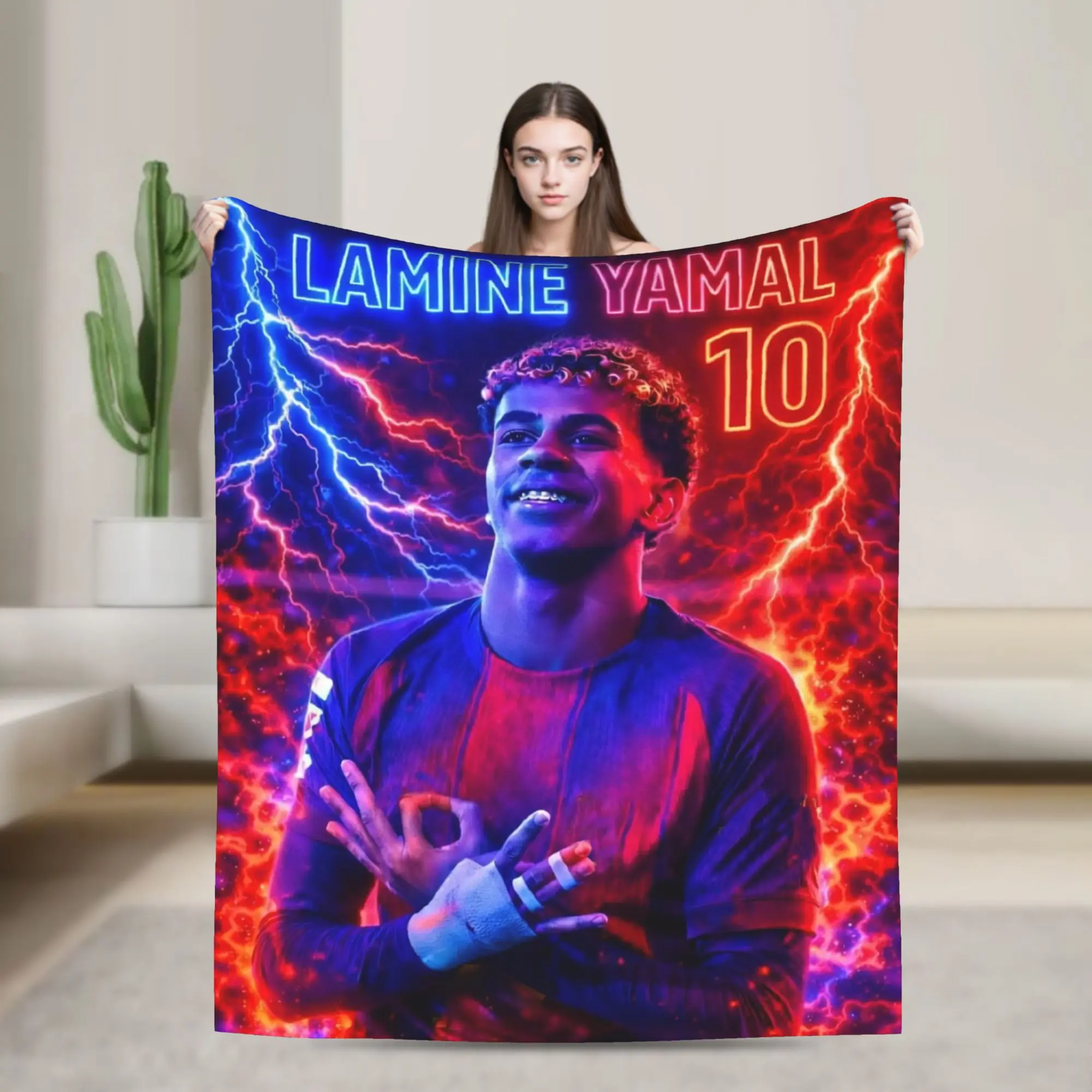 Lamine Y-Yamal Knitted Blankets Football Soccer Flannel Throw Blankets Summer Air Conditioning Portable Soft Warm Bedspreads