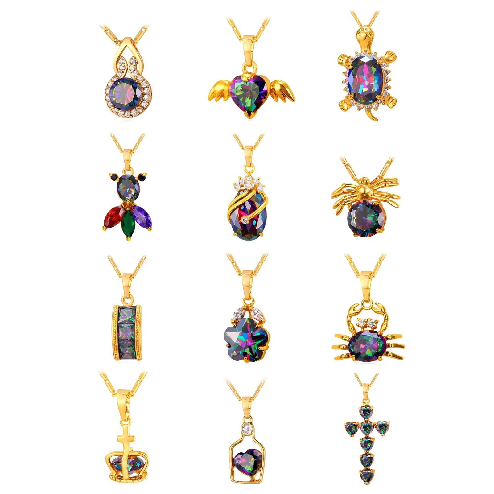 U7 Rainbow Cz Neckl… - image