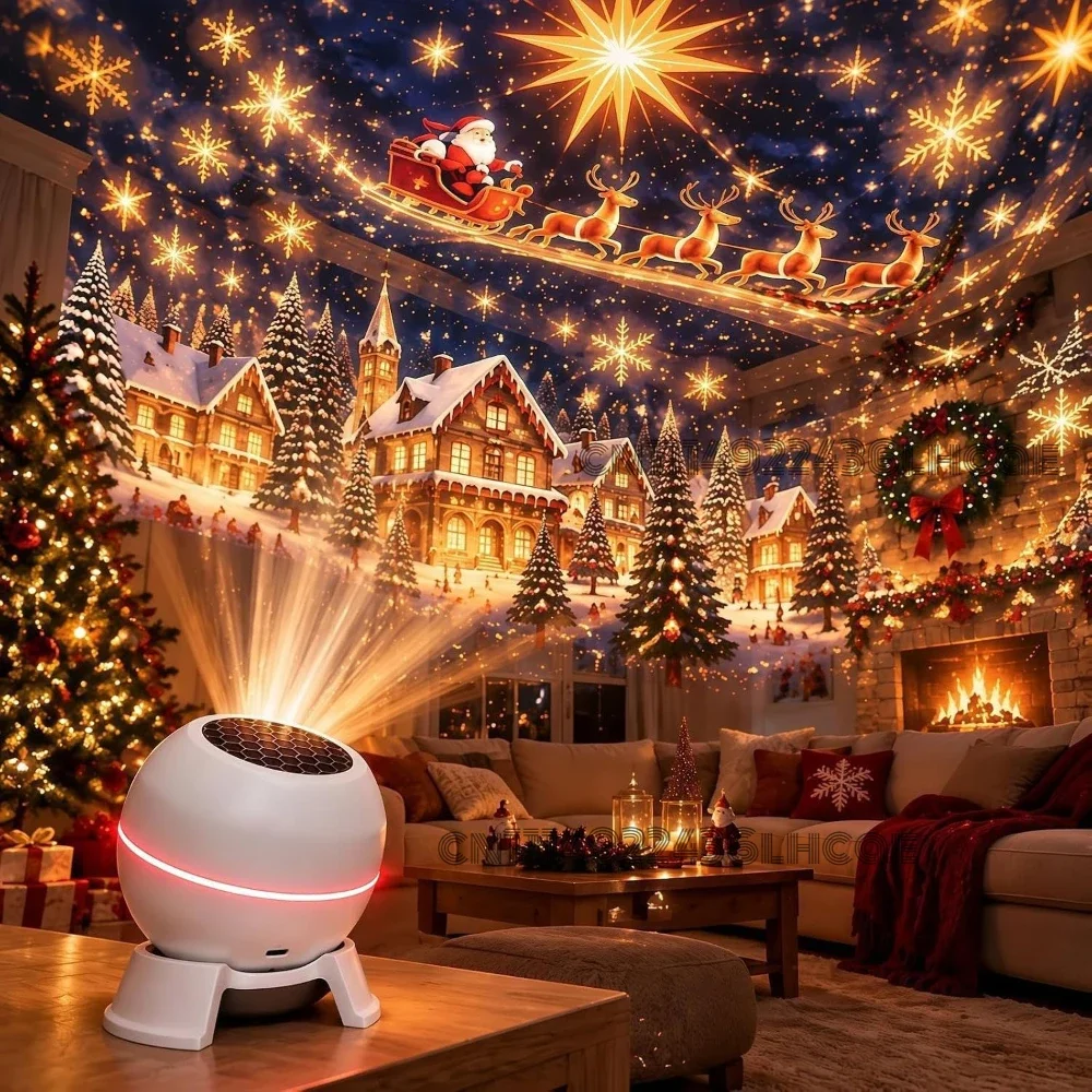 Creative Magical Christmas Projection Night Light,USB Christmas Projector Indoor,Magical Christmas Projection Night Light Holida