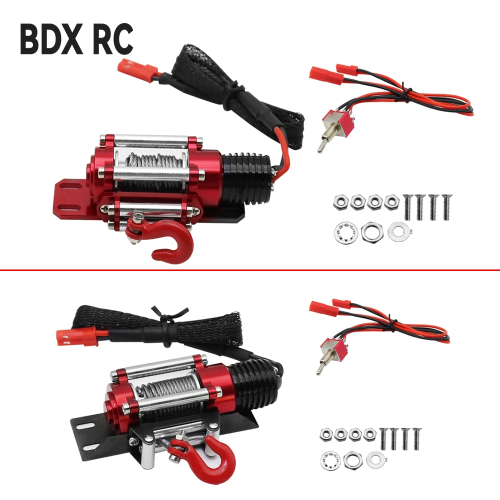 RC Car Metal Steel Wired Automatic Simulated Winch for 1/10 RC Crawler Car Axial SCX10 II III RBX10 D110 D90 TRX4 TRX6