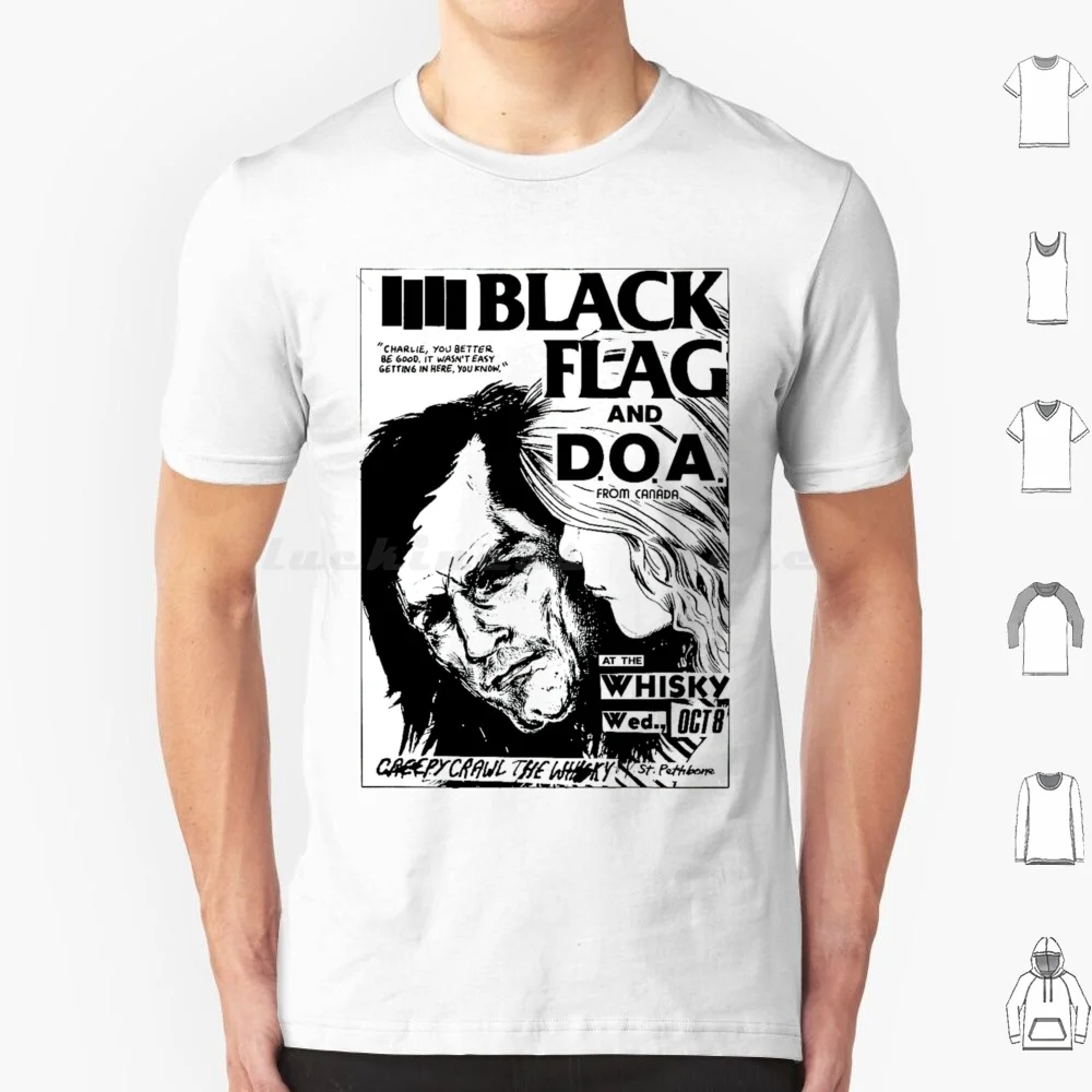 Camiseta de Charlie de algodón para hombres y mujeres, estampado artesanal, bandera negra D O A Punk Fiend Metal Music Thrash Henry Rollins, protesta, grito Civil