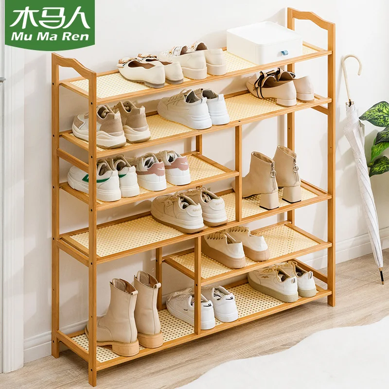 

Simple Shoe Rack Assembly, Solid Wood Dustproof Doorstep, Indoor Household Multifunctional Multi-Layer Shoe Rack Storage Rack