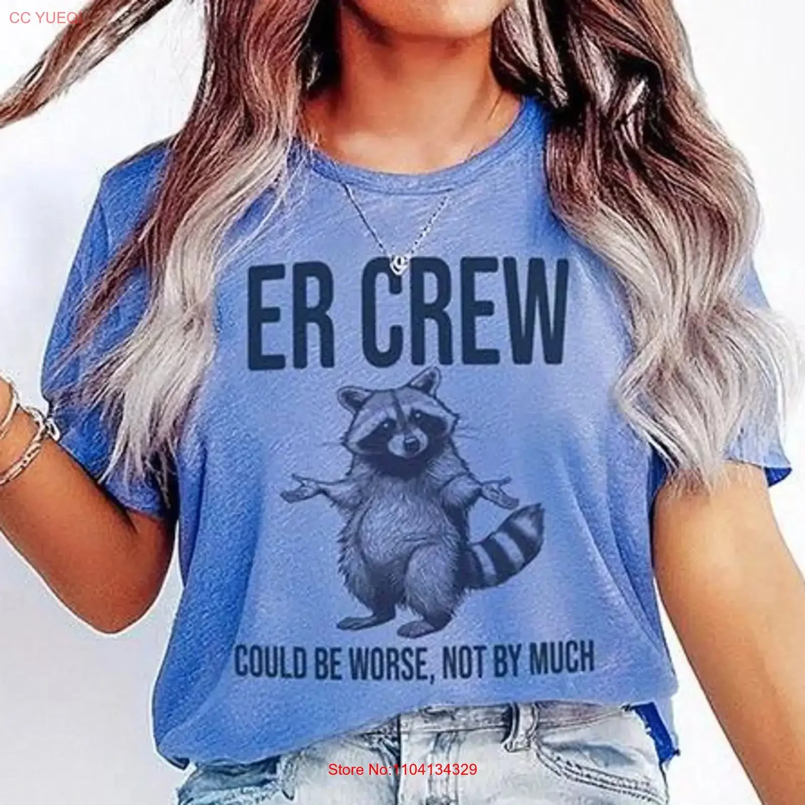 ER Crew T Shirt Emergency Nurse Funny ED Raccoon Room RN Department Tech vintage Washed streetwear homme graphic Versatile