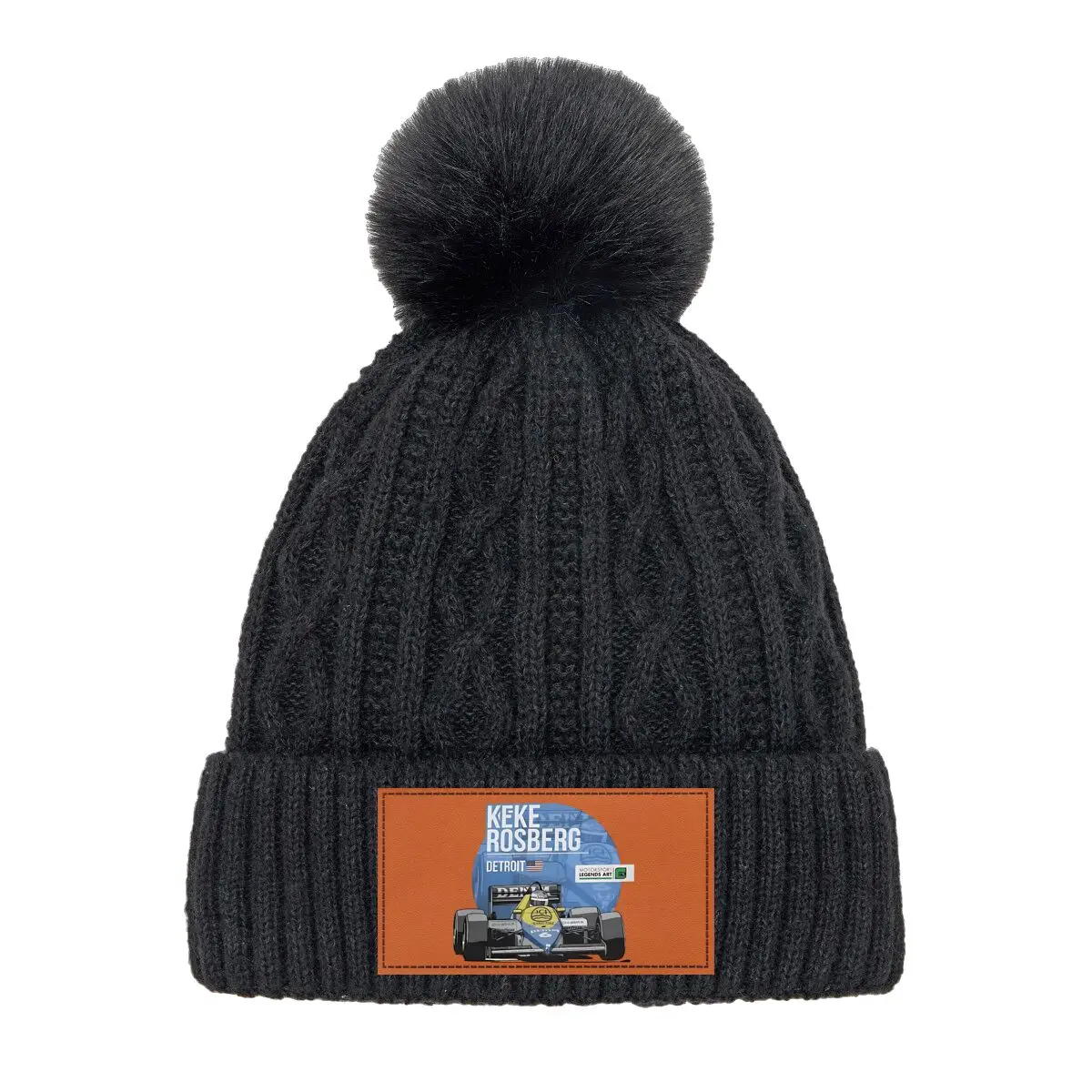 Keke Rosberg Car Art en marco azul Gorro de punto con pompón unisex Regalo de año nuevo Ropa de fiesta