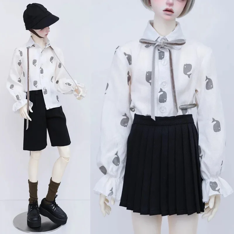 

Льняная рубашка с принтом маленьких рыбок в масштабе 1/3 1/4, с лентой, узкие шорты, плиссированная юбка, модель для ID75 Dragon Soul 73 POPO68 GR MSD