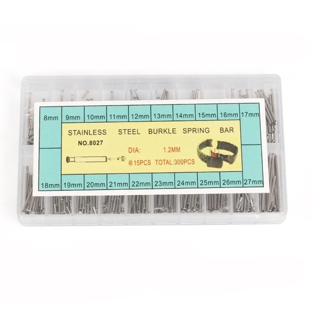 300pcs 1.2mm Size Watch Band Spring Alloy Steel Silver Color Watch Link Pin Watch Strap Spring Professional Watchmaker