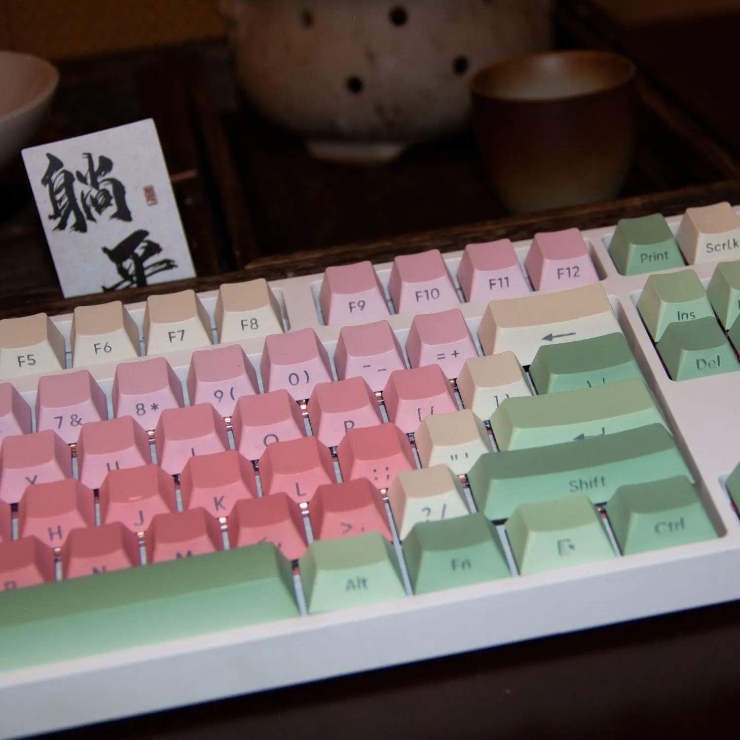 

Watermelon fudge original side engraved mechanical keyboard keycaps, all five sides hot sublimation PBT