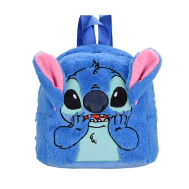 Kawaii Stitch Plush Backpack Blue Pink Funny Cartoon Large-Capacity Schoolbag Student Backpack Kindergarten Bag Girs Gifts