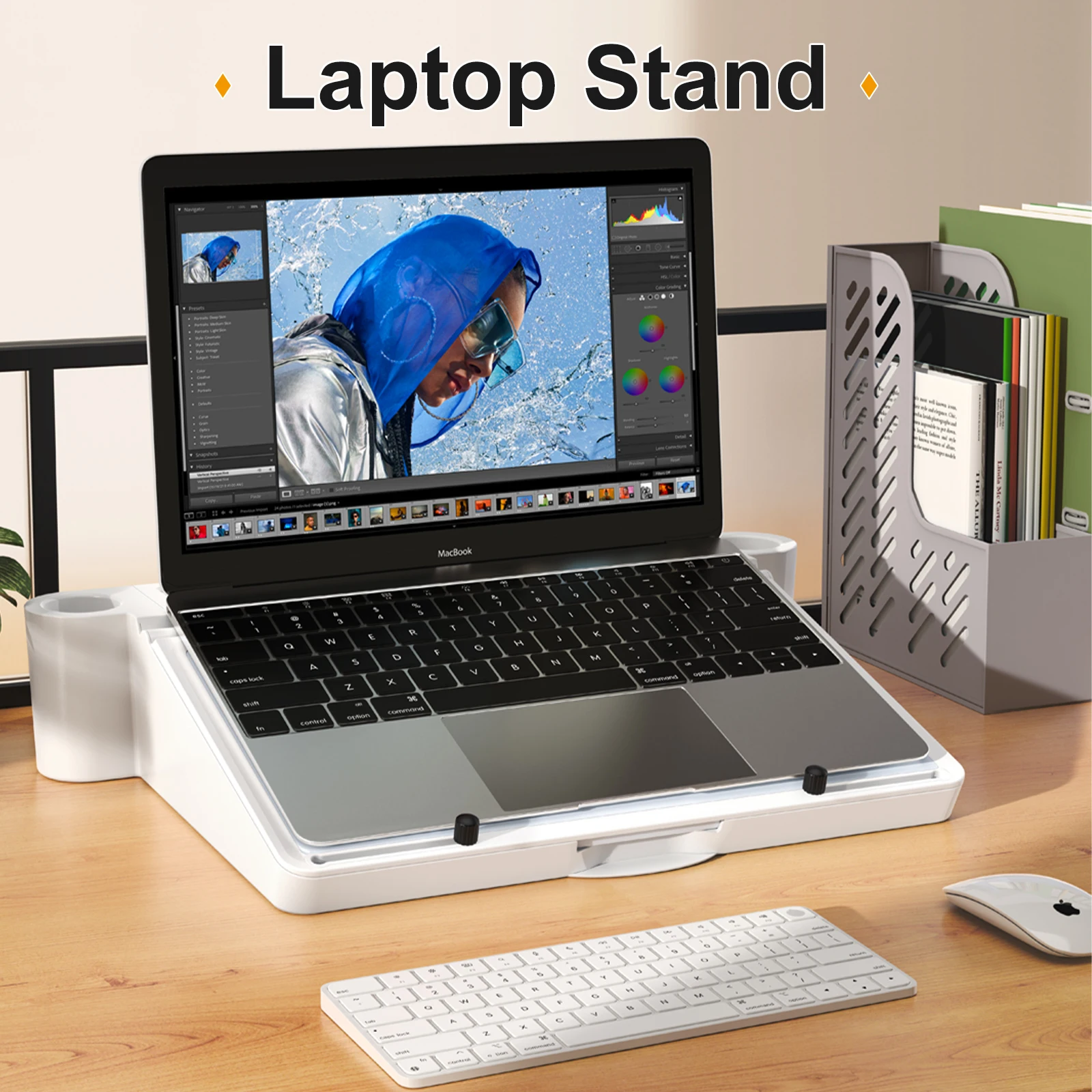 Imagem -02 - Oatsbasf Multfuncional Laptop Desk Book Stand Placa Branca Caixa de Armazenamento Tablet Stand Suporte do Computador Notebook Table Desk