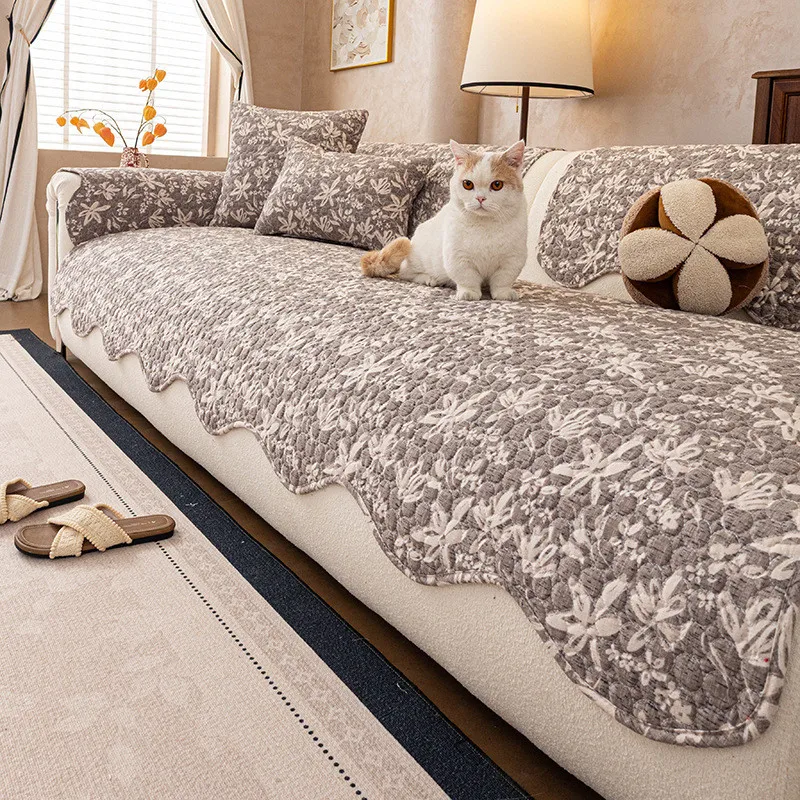 Modern Simple Irregular Sofa Cover, All-Season Universal Non-Slip Anti-Cat Scratch Furniture Protector for Living Room