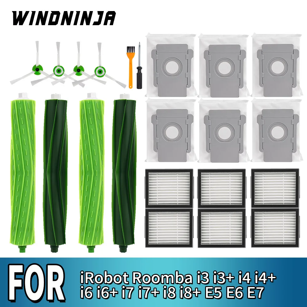 Für iRobot Roomba E5 E6 E7 i2 i3 i3+ i4 i4+ i6 i6+ i7 i7+ i8 i8+ Staubsaugerroboter Hauptbürste Seitenbürste Filter Staubbeutel Zubehör