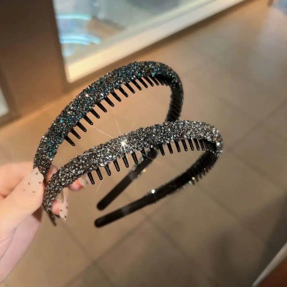High Quality Rhinestone Rhinestone Hair Hoop with Teeth Non-slip Headwear Hair Accessories Hairband Women