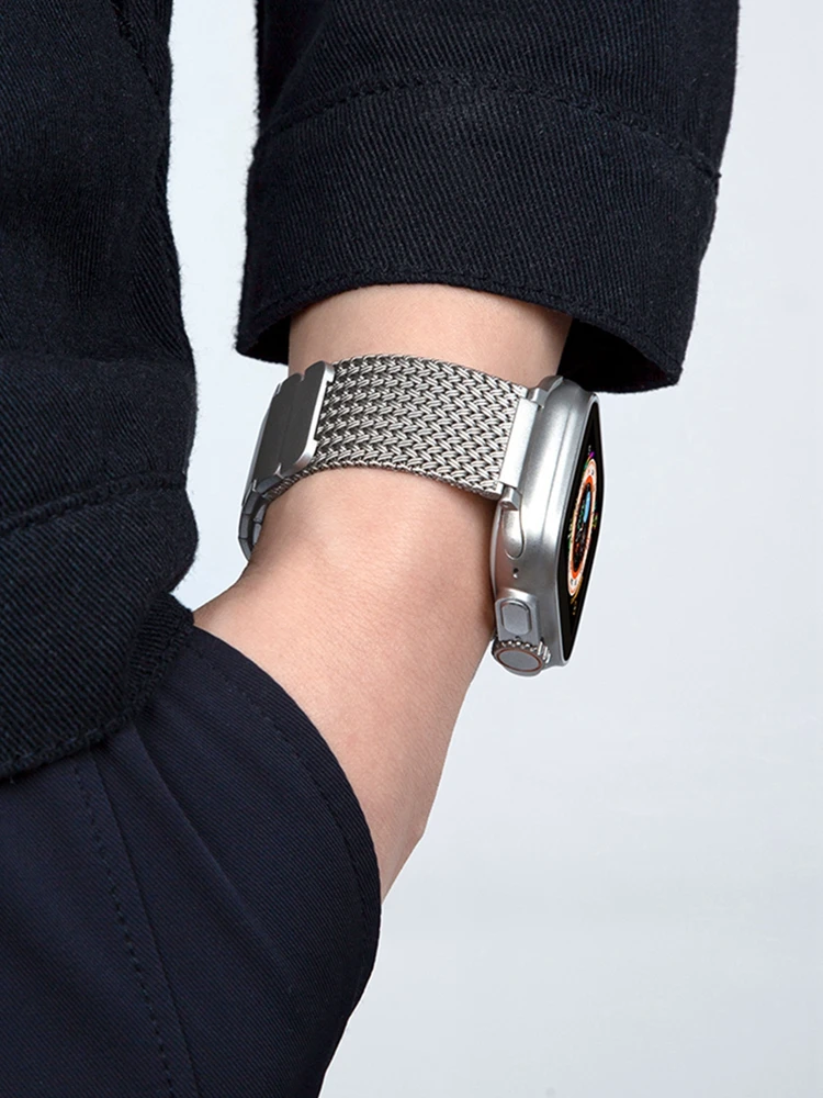 Pasek ze stali nierdzewnej do Apple Watch Band Ultra 2 49mm Iwatch Series 11 10 9 8 6 7 SE 46/45/44/42/41/40/38mm Magnetyczna bransoletka — zdjęcie produktu 7