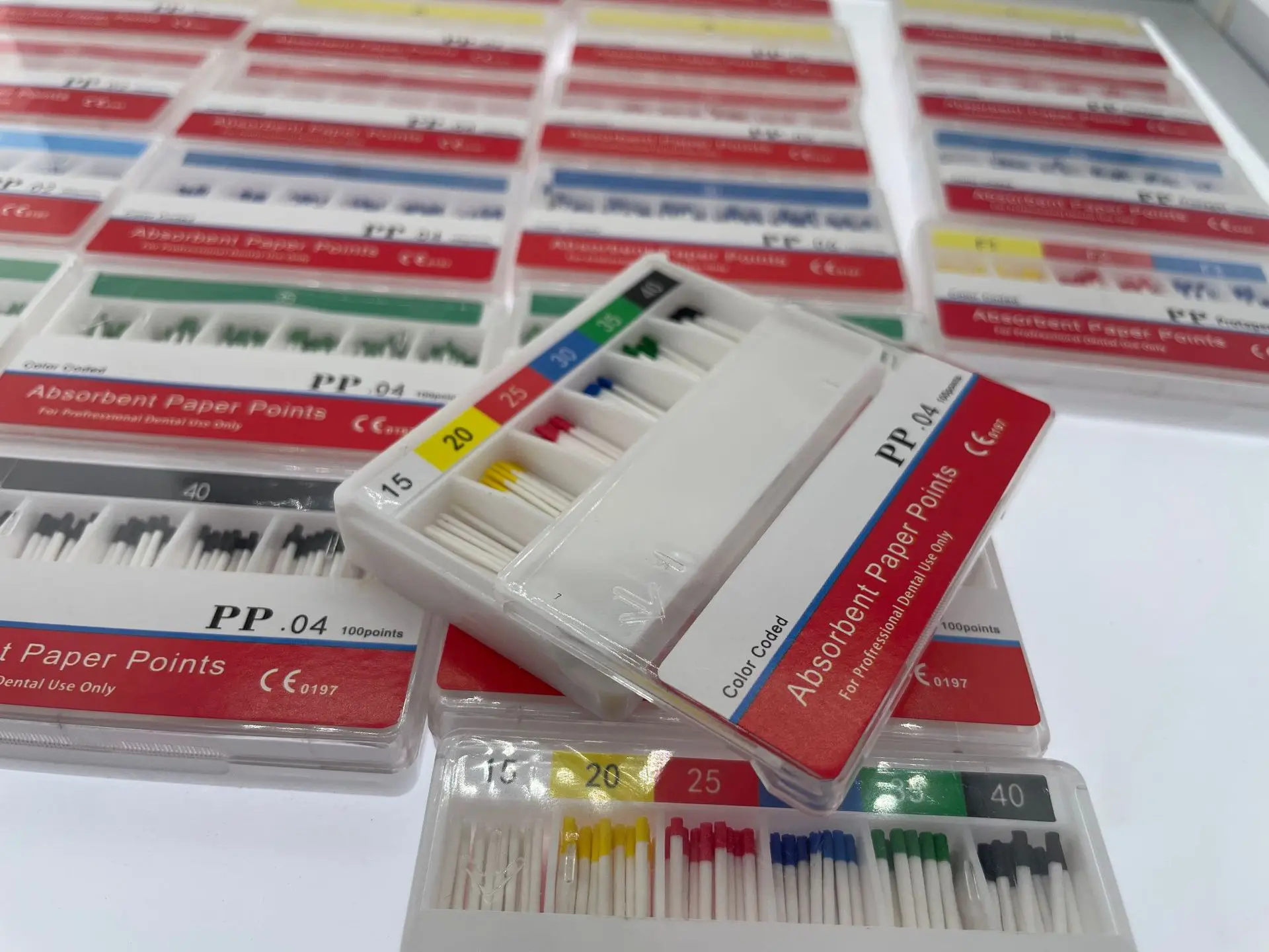 Kertas Dental PP, Point Absorbent Ukuran 02 04 06 Taper F1 F2 F3 untuk Perawatan Saluran Akar, Steril, Perlengkapan Endodontik