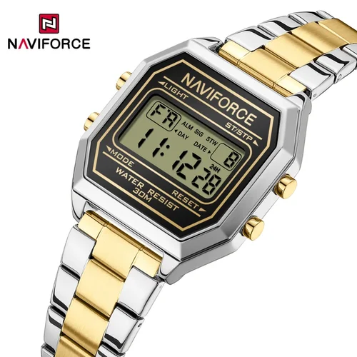 NAVIFORCE, reloj Digital de estilo informal para mujer, reloj deportivo resistente al agua con indicador de día y fecha, reloj electrónico para mujer, relojes masculinos