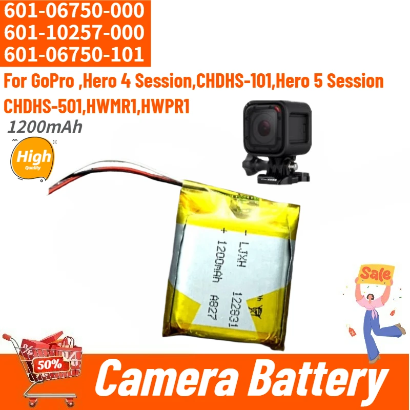 601-06750-000 601-10257-000 High Quality Camera Battery 1200mAh for GoPro Hero 4 5 Session CHDHS-501/101 HWMR1 HWPR1 Brand New