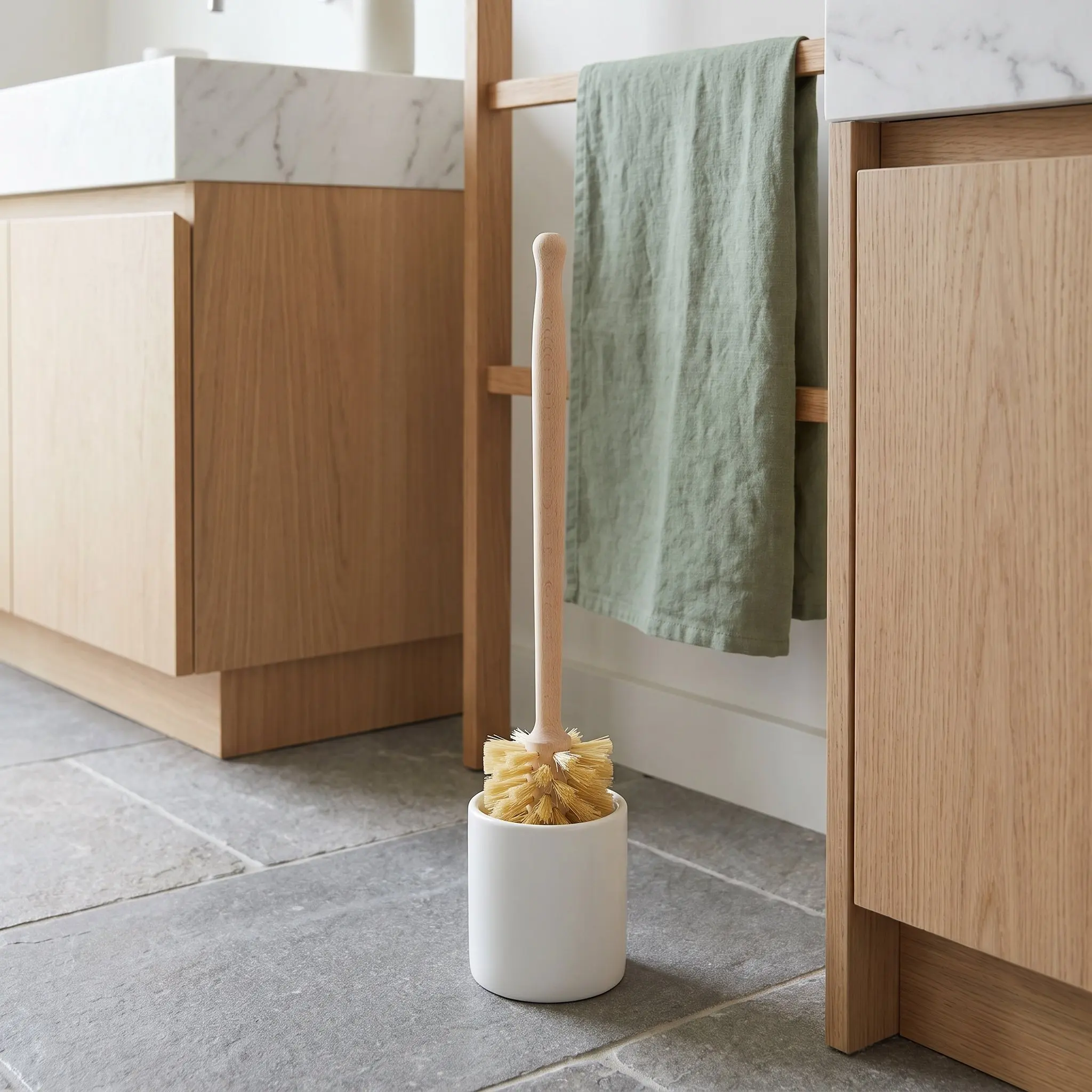 4 Pcs Household Cleaning Tools Durable Toilet Brush Bamboo Handle Home Supplies for Bowl