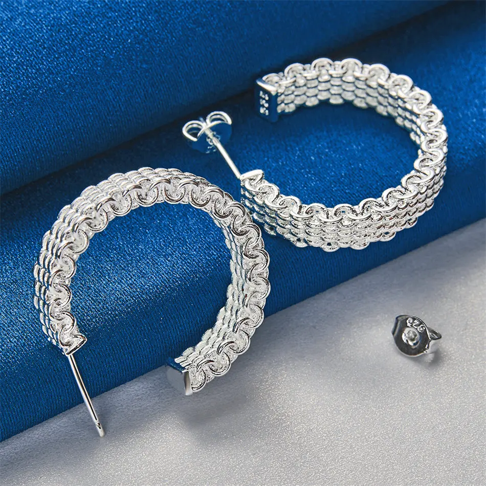 Fashion 925 sterling silver exquisite braided knot earrings for women temperament accessories gift jewelry party wedding